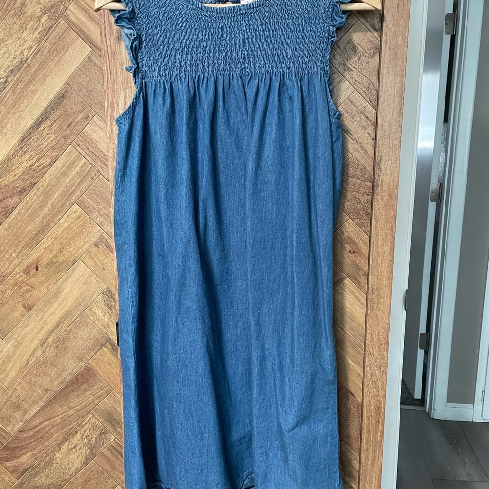 Blue Sleeveless Denim Maternity Dress